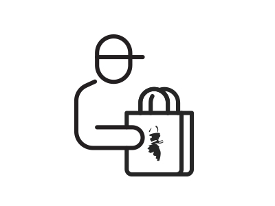 delivery of red apron bag icon